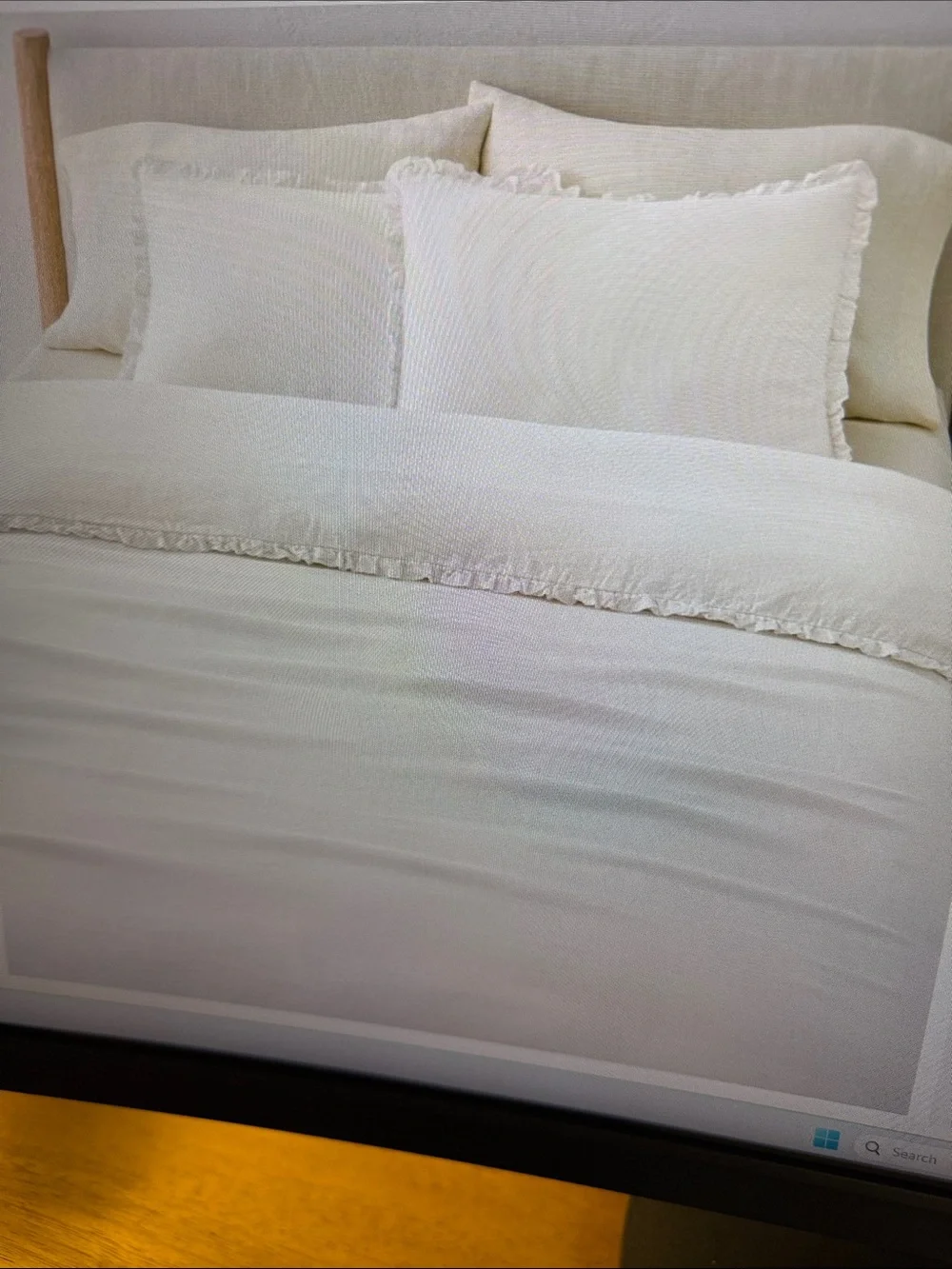 West Elm European Flax Linen-Style Cream Duvet Cover Set size:King